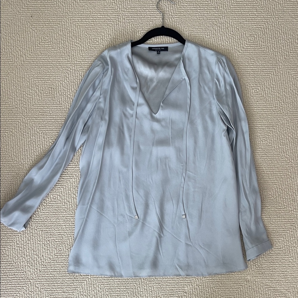Lafayette 148 New York Light Gray Women's Blouse